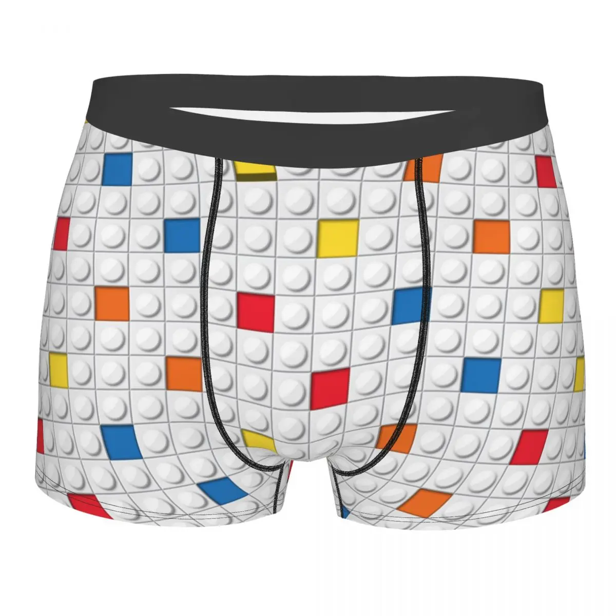 Colorful Blocks Background Men's Underwear Red Yellow and Blue Art Boxer Shorts Panties Novelty Soft Underpants for Male S-XXL