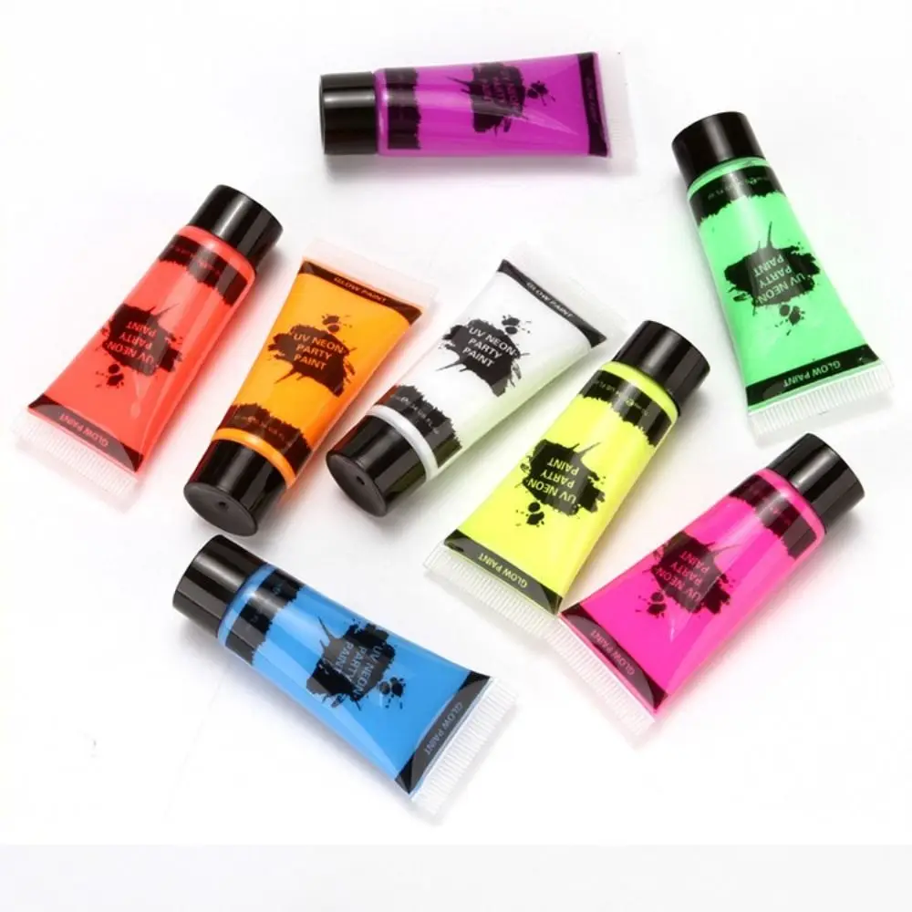 Halloween 10ML Body Art Paint UV Glow 8 Colors Pigment Luminous Color Festival Face Fluorescent Glow Paint Body Painting