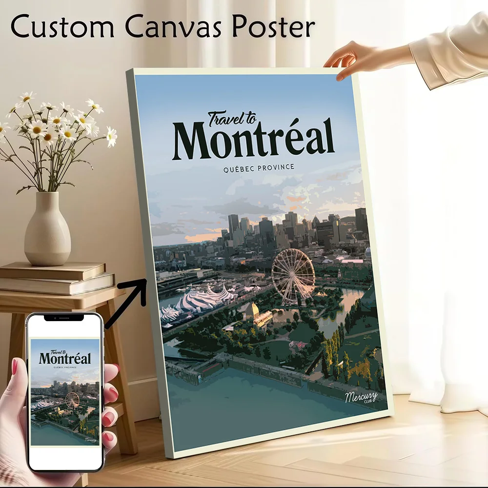 Visit Montreal Canvas Wall Art Poster Personalized Photo Printing Perfect Gift for Modern Home Decorations Bedroom Decor Room