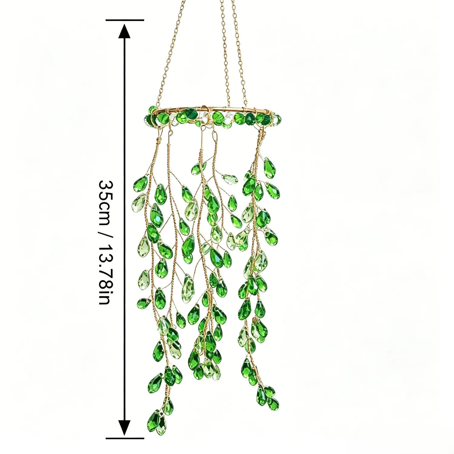 Hanging Glass Beads Osier Tree Sun Catcher Vibrant Light Reflection Artistic Home Accent Teardrop Gemstone Beads