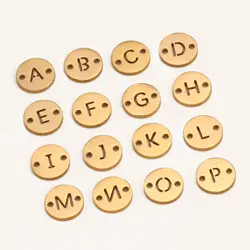 5Pcs Double Hole Alphabet Charms Stainless Steel A-Z Letter Pendant English Link Connectors DIY Necklace Bracelet Jewelry Making