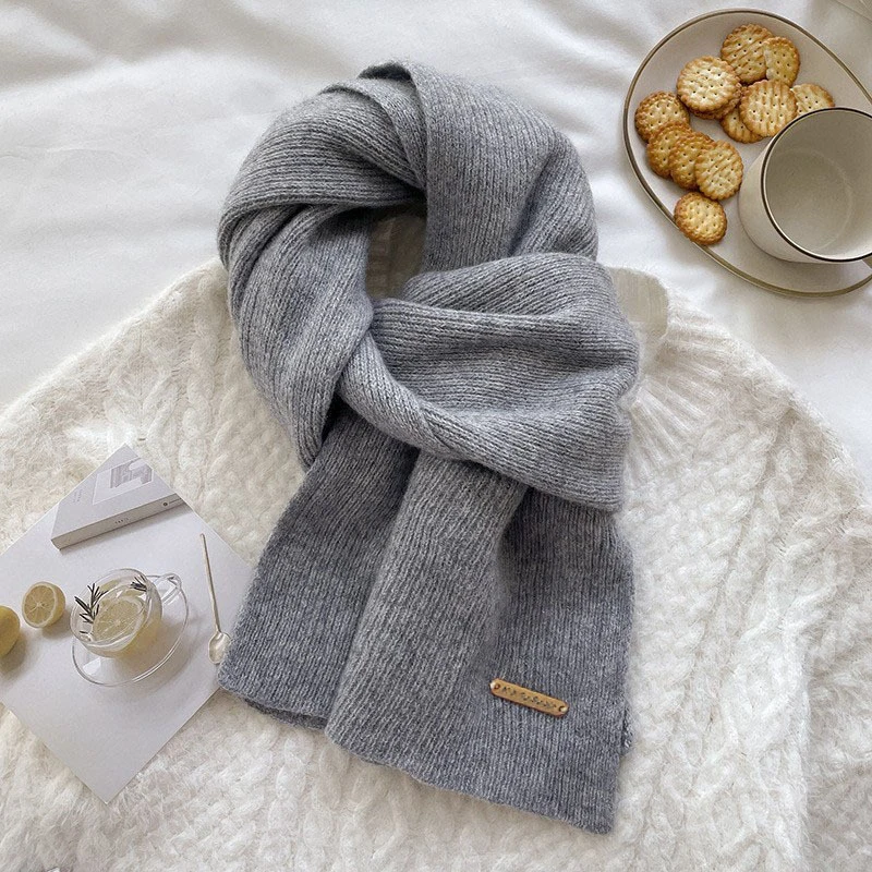 

Осенне-зимний новый однотонный вязаный шарф для женщин, высококачественный толстый теплый универсальный простой шарф