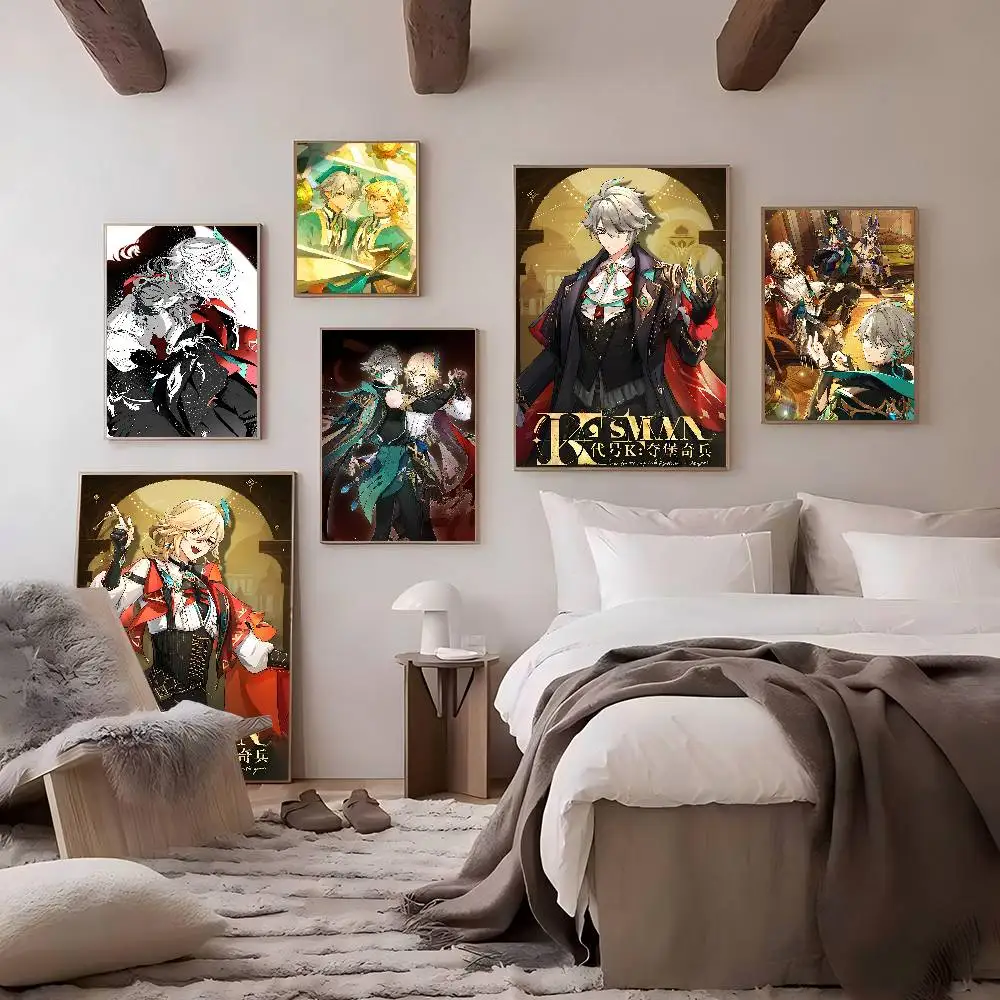 Genshin Impact Kaveh Alhaitham DIY Sticky Poster Vintage Room Bar Cafe Decor Home Decor