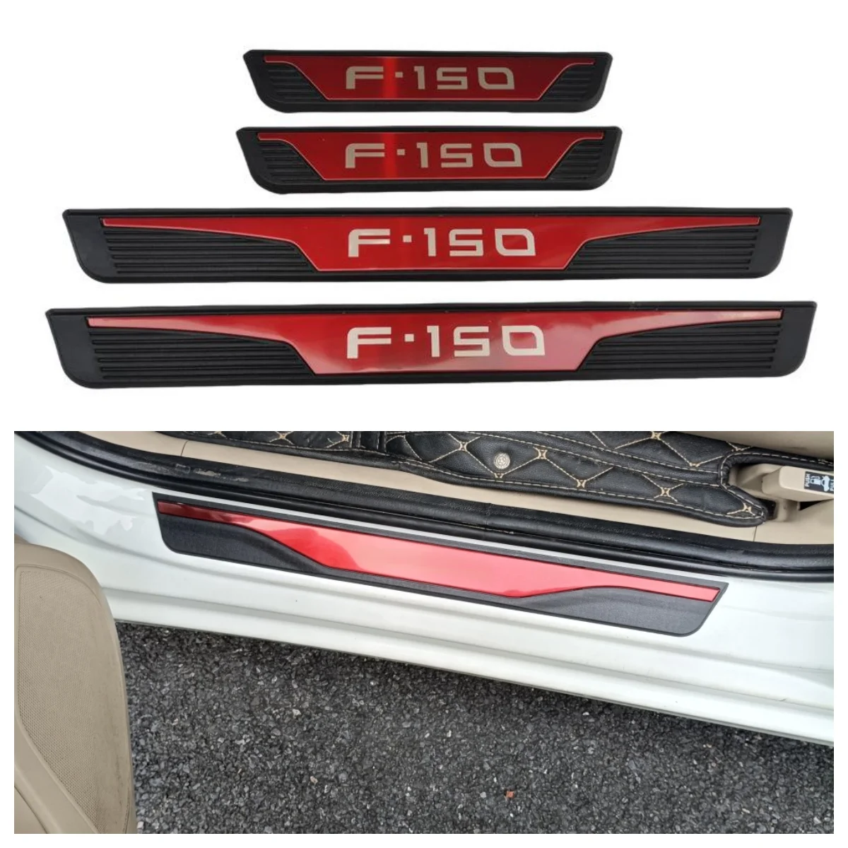 For Ford F-150 F150 2015 2016 2017 2018-2026 Door Sill Protectors Sticker Stainless Steel ABS Trim Strip Interior Auto Accessory