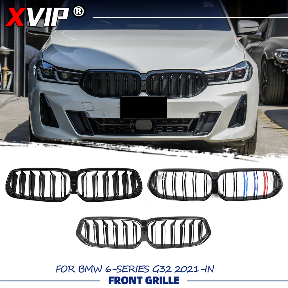 

Глянцевые черные решетки радиатора XVIP в стиле Double Line для BMW 6-й серии G32 2021 года и новее, глянцевые передние решетки в стиле M-Color