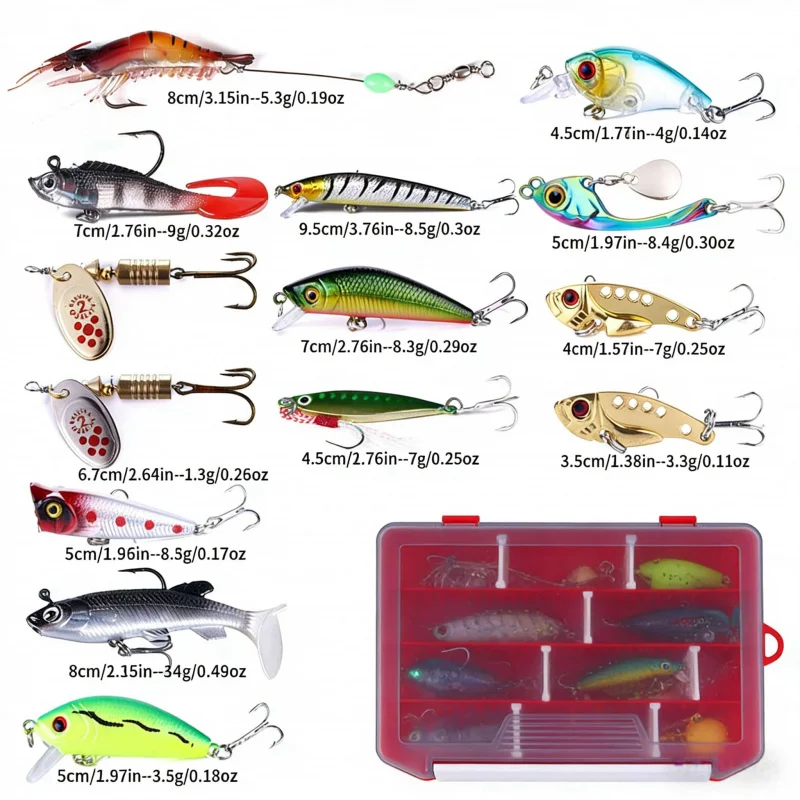 

Набор приманок с блестящими приманками для дальнего заброса, жесткие приманки для ночной рыбалки, специально для ловли баса и окуня, подходят для пресной воды.