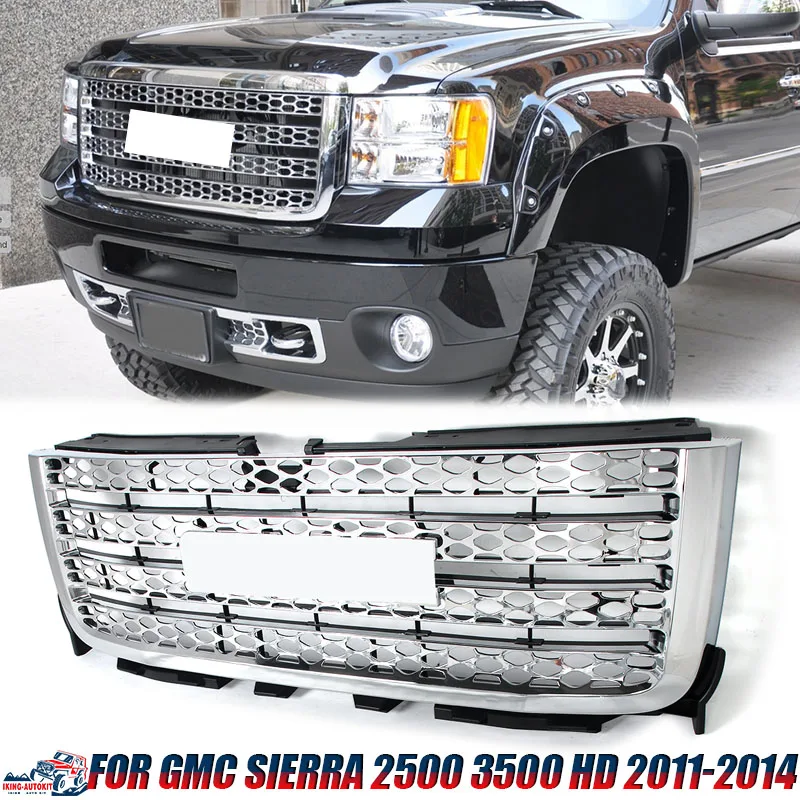 شبكات سباق المصد الأمامي Magickit لسيارة جي إم سي سييرا دينالي 2500HD 3500HD 2011 2012 2013 2014 شبكة علوية كروم