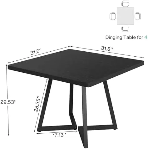 Square Dining Table for 2, 31.5