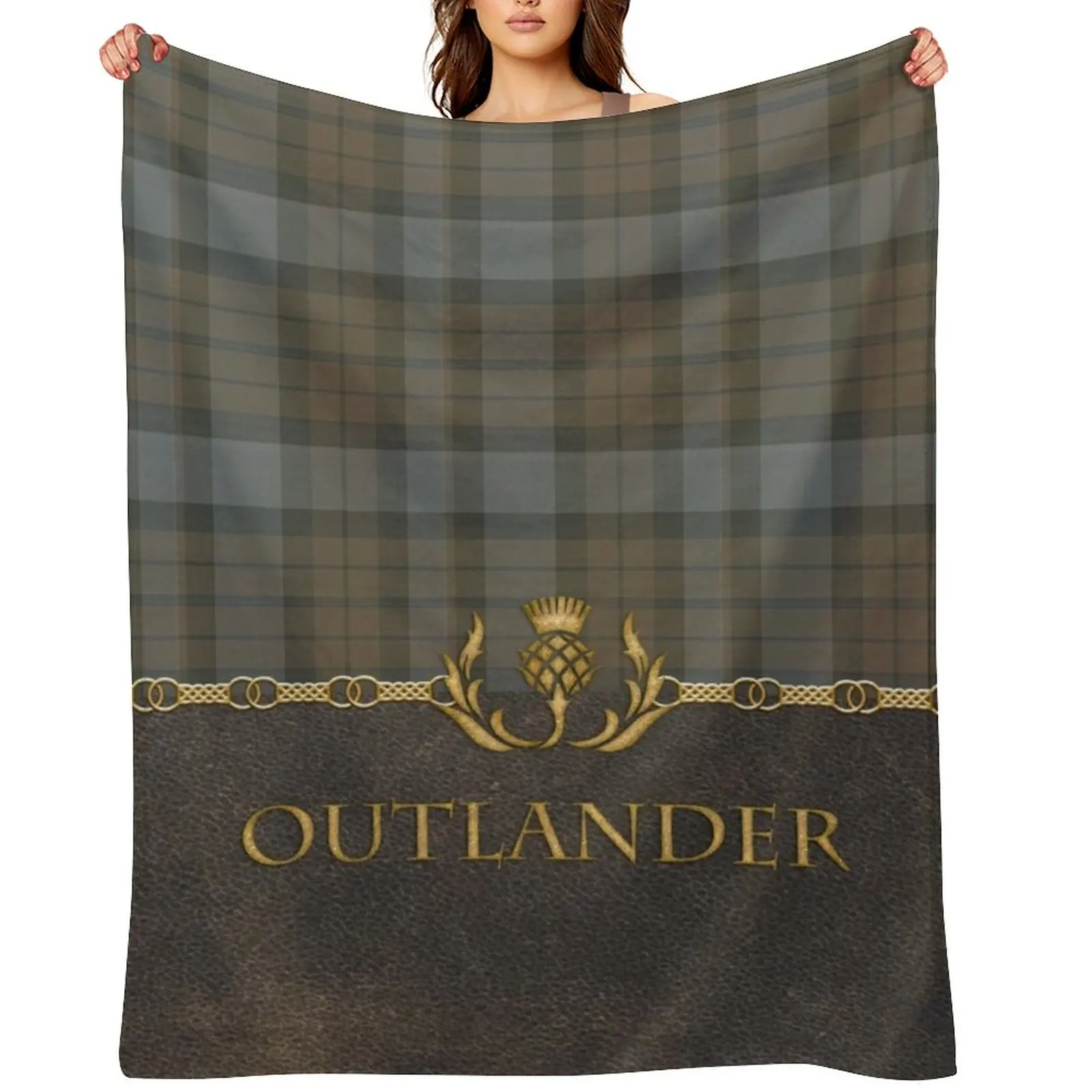 

Leather and tartan - Outlander II Throw Blanket Plaid funny gift Flannels Soft Plush Plaid Blankets