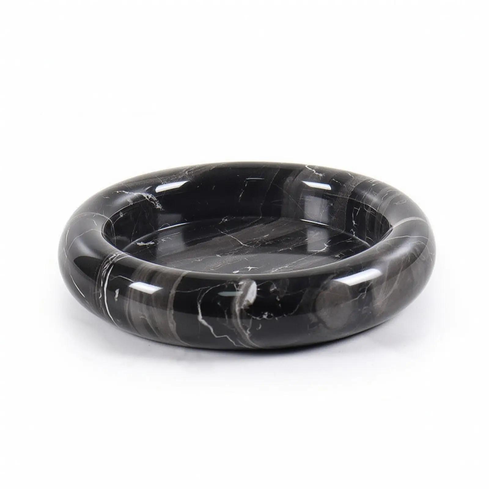 Marble Tray Polished Marble Bowl Stone Tray Round for Tabletop, Dining Table