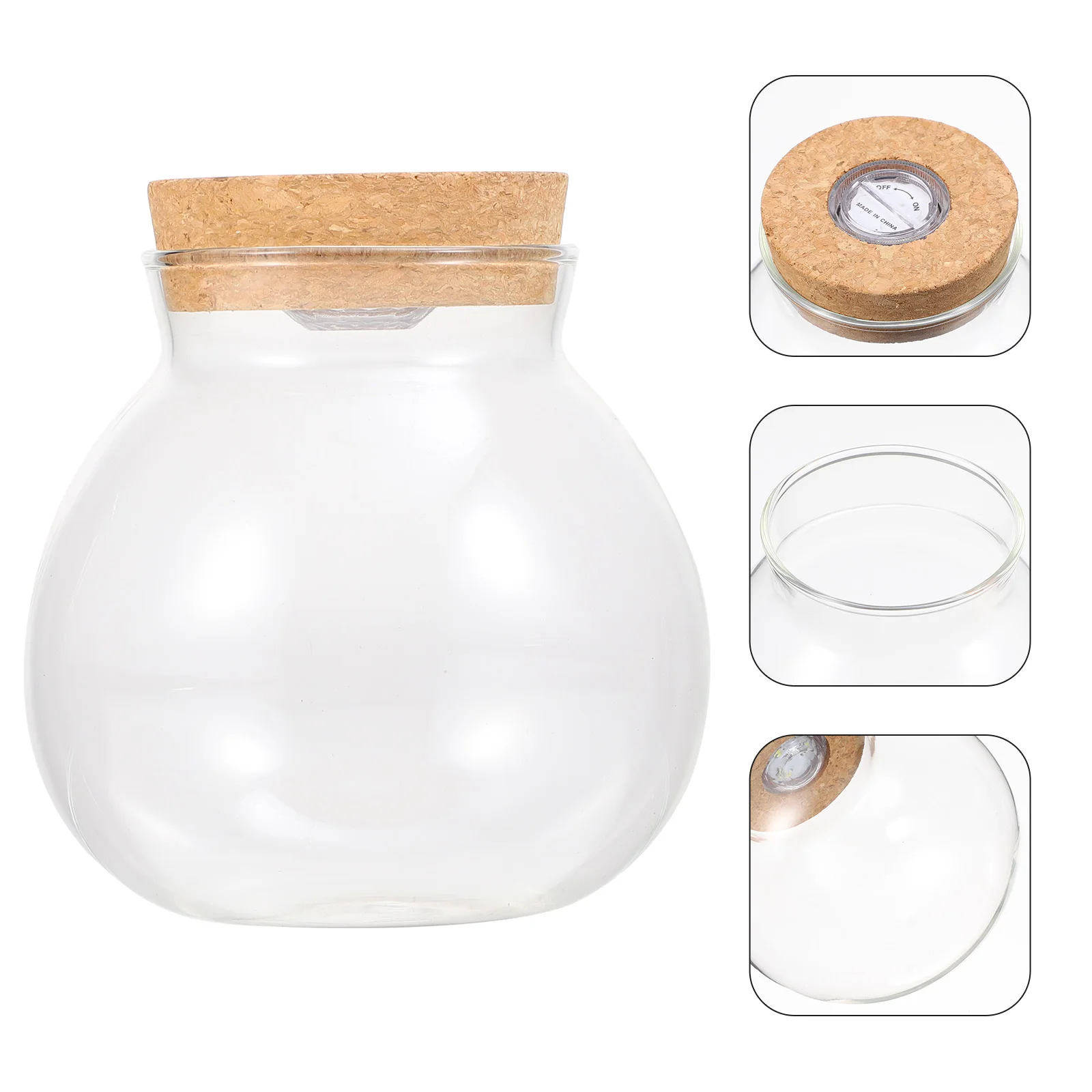 Botella ecológica con luz LED, cristal de borosilicato cilíndrico, Micro paisaje, decoración de acuario, vidrio transparente