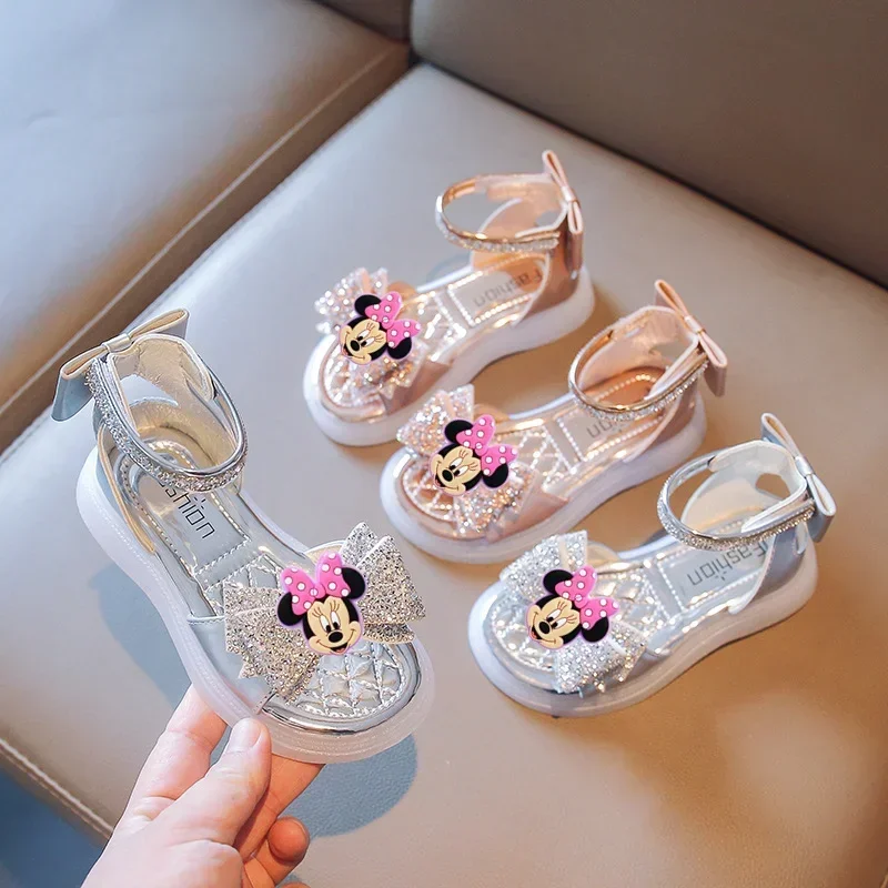 Disney Mickey Mouse Minnie Child Sandals Women's Summer New Fashion Children's Slippers Girls Soft Sole