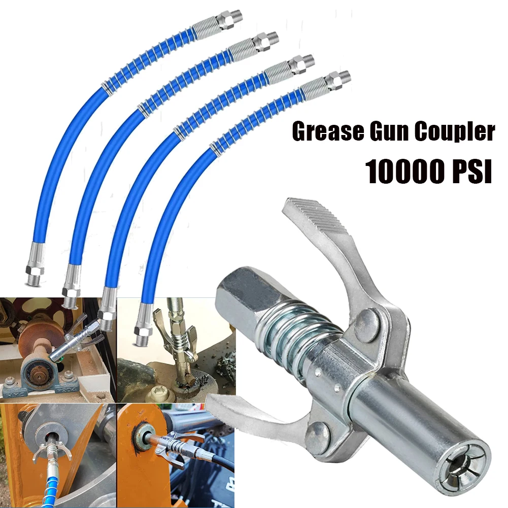 Grease Gun Coupler 10000 PSI Leak-Free Quick Release Grease Oil Pump Tip Two Press Car Syringe Lubricant Tip Repair Accessories