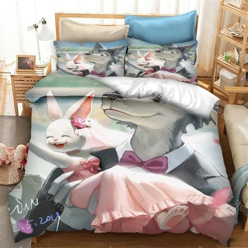 3D Printed BEASTARS Anime Bedding Set for Boys Girls Duvet Cover Pillowcase Included Twin Queen King Full Single Double Sizes