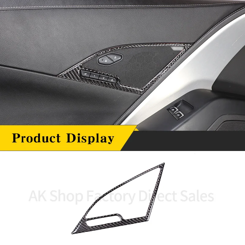 

Real Carbon Fiber Trim Left Door Horn Frame Decorative Sticker For Chevrolet Corvette C7 2014-2019 Car Interior Accessories