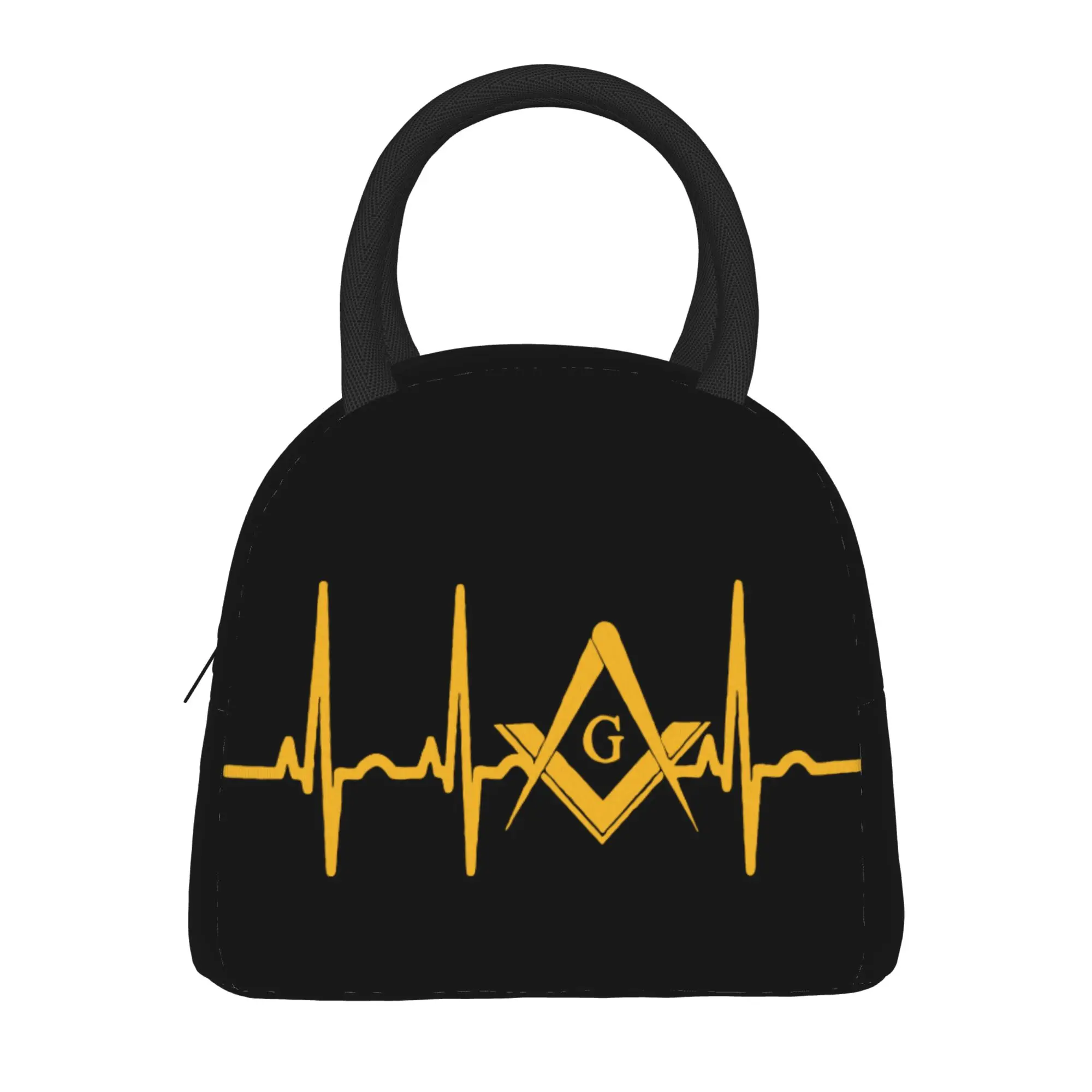 Heartbeat Freemason Insulated Lunch Bags Leakproof Masonic Mason Meal Container Cooler Bag Tote Lunch Box School  Food Handbags