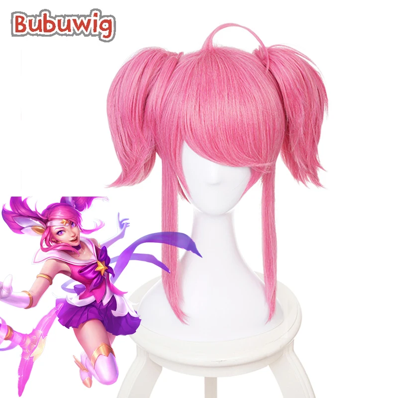 Bubuwig Synthetic Hair LOL Champion Lux Pink Ponytail Wig Women Medium Long Straight Cosplay Party Lolita Wigs Heat Resistant