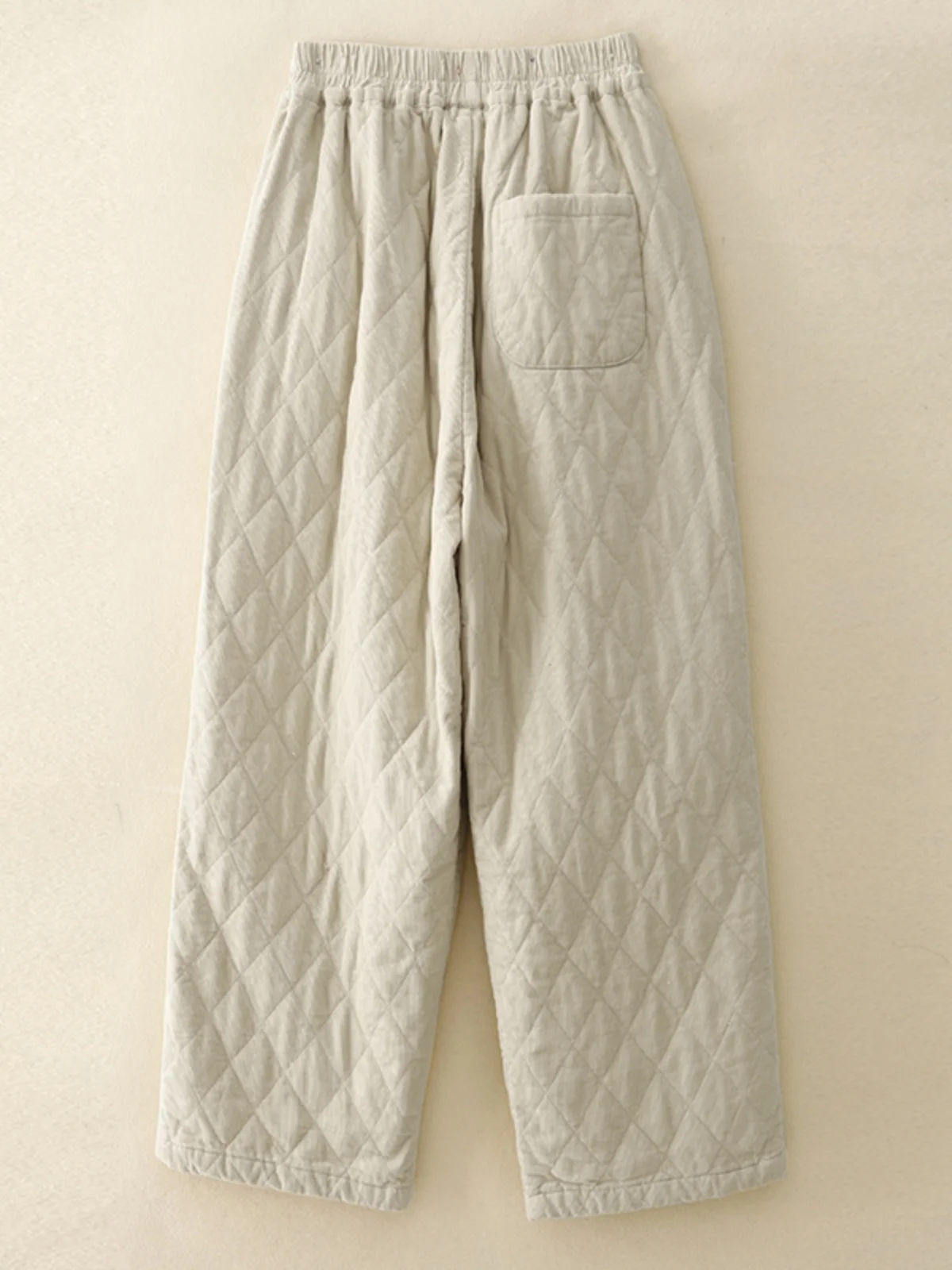 Retro Diamond Pattern Corduroy Wide Leg Pants Women's Thiened Casual Straight Cut Winter High Waist Slimming Cotton Pants