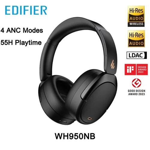 Edifier WH950NB Auriculares inalámbricos con cancelación activa de ruido Alta resolución inalámbrico 55 horas de reproducción 4 micrófonos Auriculares Bluetooth 5,3