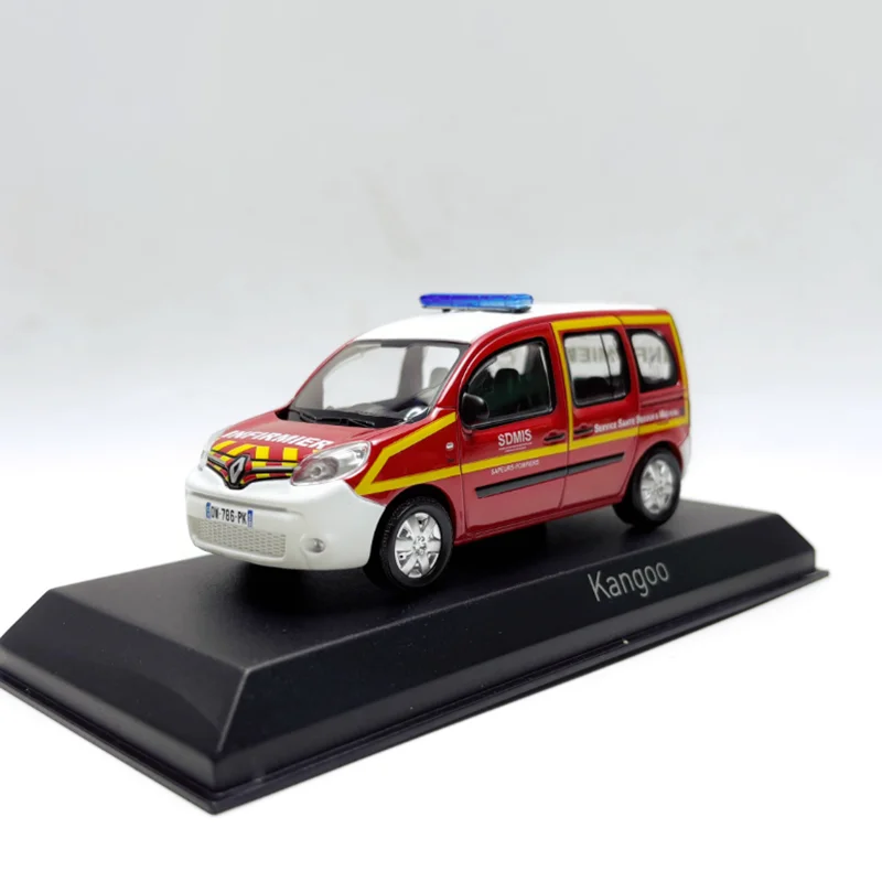 Normv diecast escala 1:43 cangoo motor de bombeiros/liga de polícia simulação modelo de carro coleção decoração menino presente exibição estática