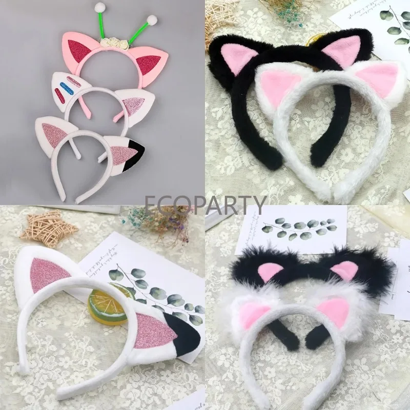 Cute Lolita Headdress Cosplay Anime Cat Fox Ear Headpiece Halloween Party Costumes Accessories Kawaii Headband Chiristmas Gifts