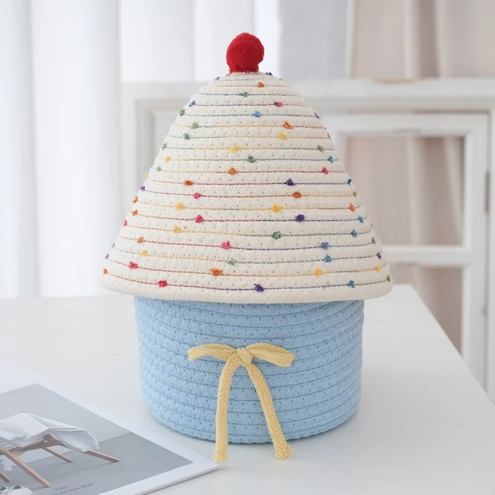 

Gift Cotton Rope Woven Storage Basket Handwoven House Shape Desk Organizer Ins Style Snack Toys Organizer Bedroom Decor