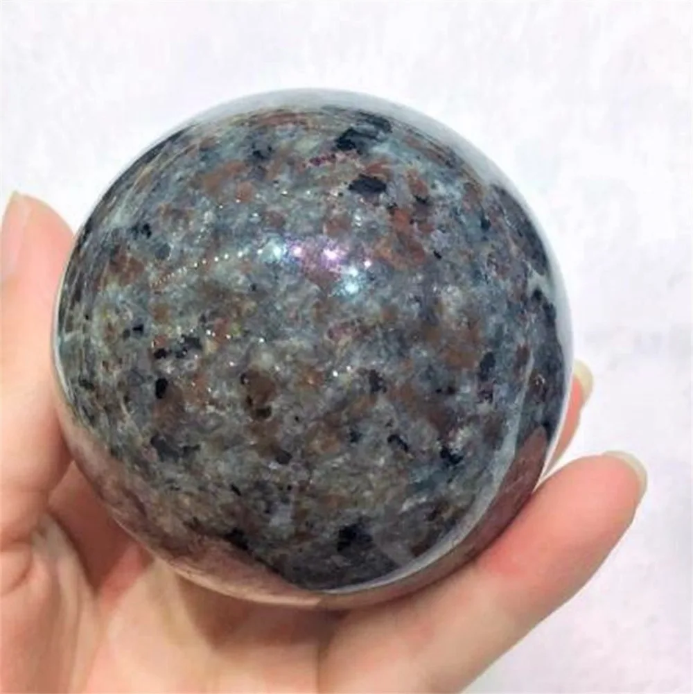 Natural Magic Flame's Stone Syenite Clasts Containing Fluorescent Sodalite Under Ultraviolet Mineral Ball Gemstones Collections