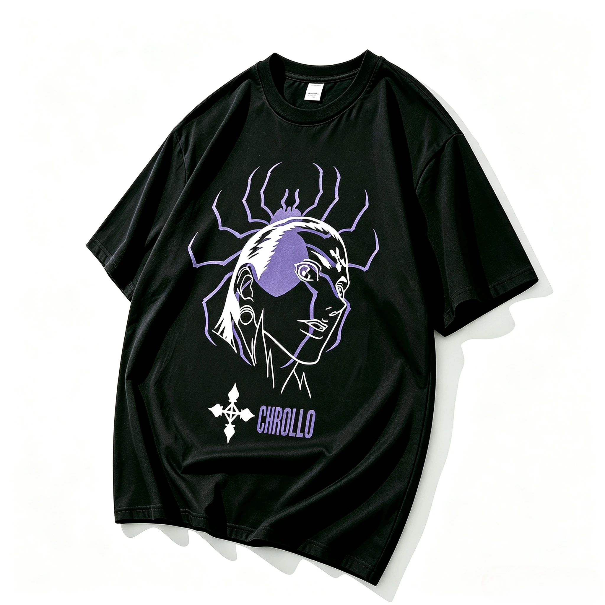 Minimalist Phantom Troupe Skull Print T-Shirt Modal Breathable Fabric Hunter X Hunter Purple Wing Mark Graphic Short Sleeve Tees