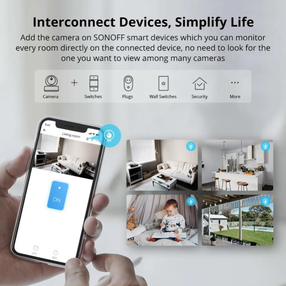 SONOFF 1080P HD IP Security Camera WiFi Wireless APP Controled GK-200MP2-B Motion Detective 360° Viewing Activity Alert Camera