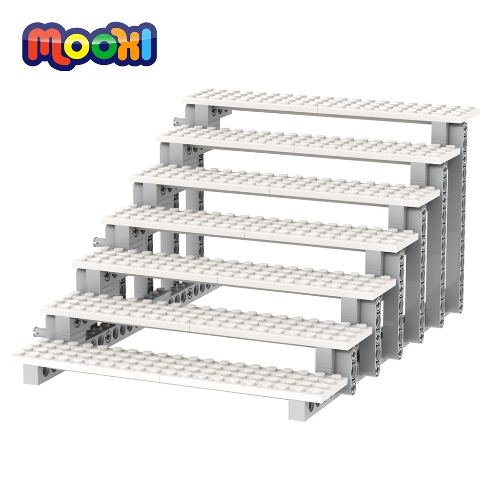 MOOXI 7 Floors Action Figures Display Stands MOC Bricks Compatible Figure Rack Parts DIY Building Blocks Kids Toys Gifts MOC6001