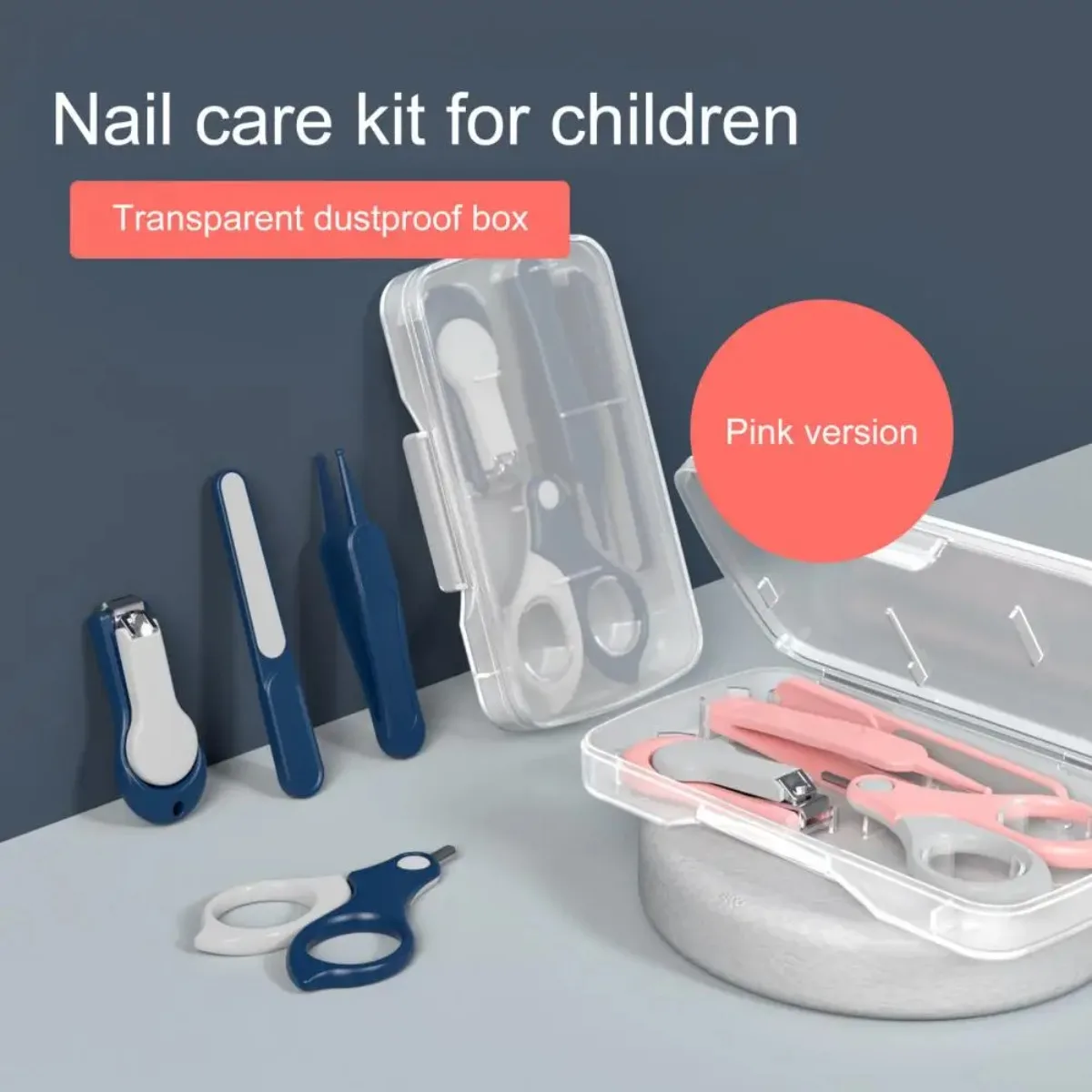 

4PC Newborn Baby Nail Scissor Baby Nail Care Tool Kid Safe Portable Nail Clipper Trimmer Tweezer with Box Children Manicure Kit