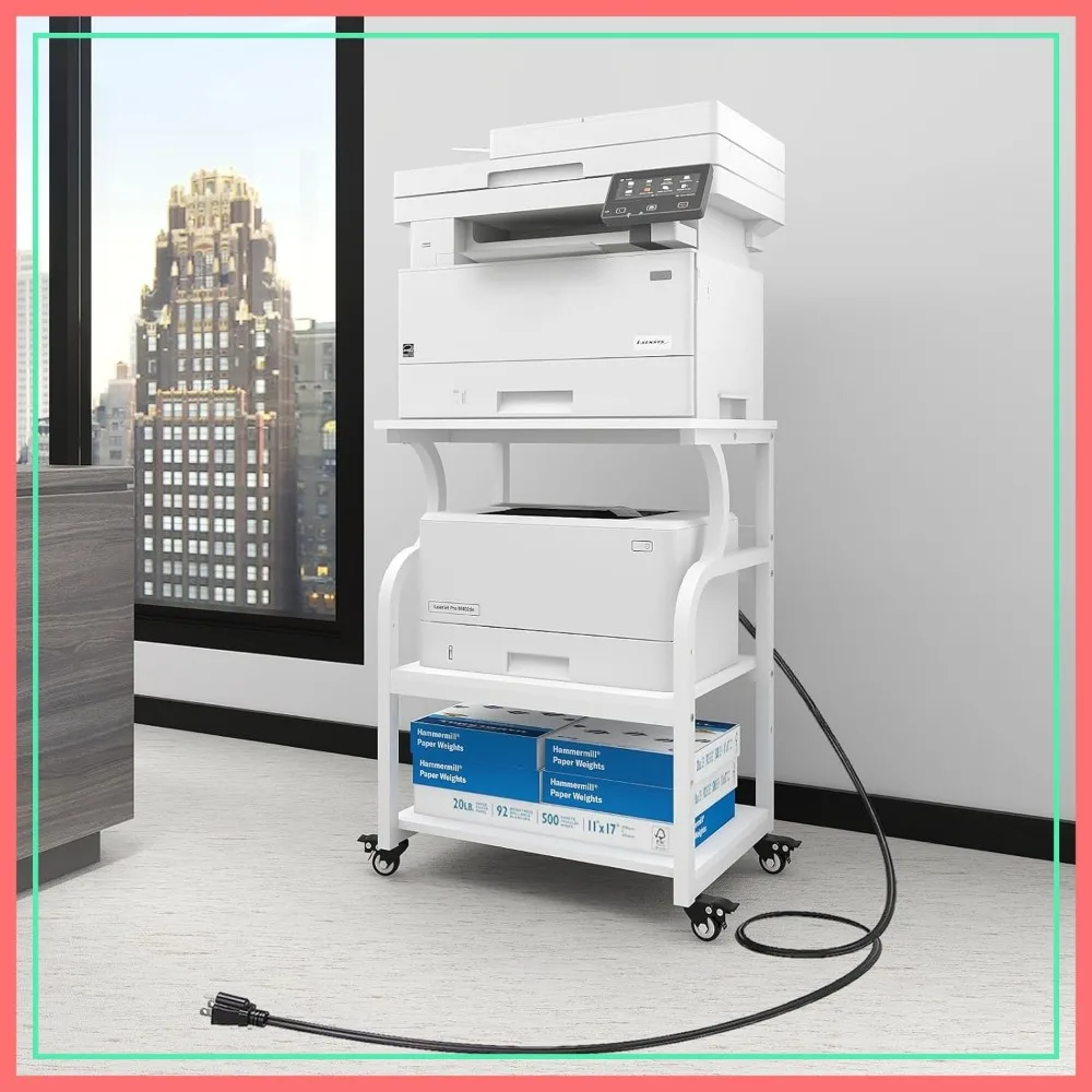 

Large Printer Stand 24x20x29 in，Adjustable Shelf,3 Tier Rolling Cart,Multifunctional Office Shelves for Heat Press,3D Printer