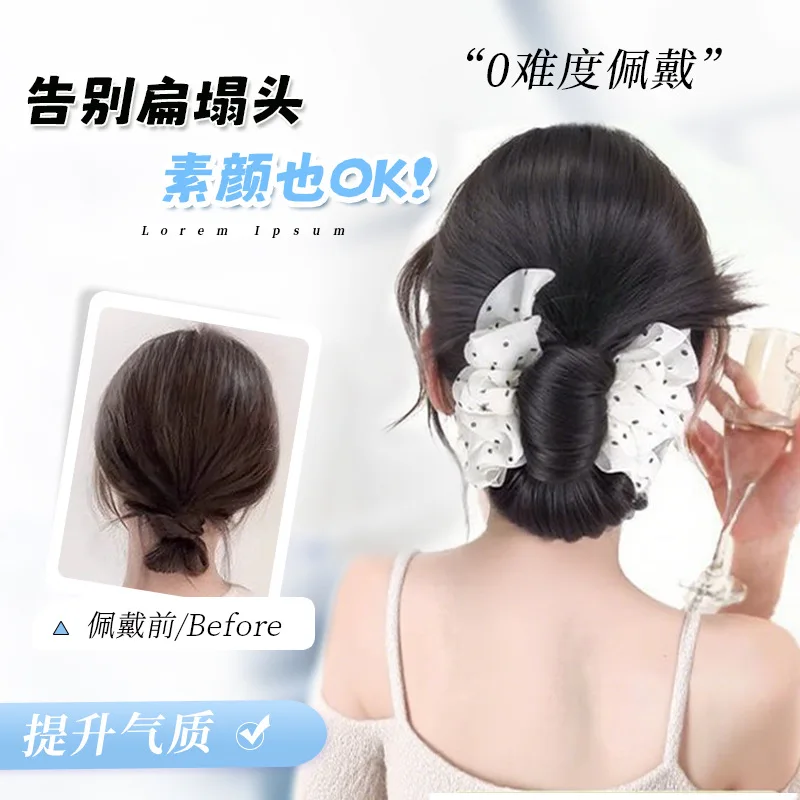 ربطة عنق منخفضة باللونين الأبيض والأسود كعكة ريشة منقطة قطعة شعر بمشبك مخلب كليب كسول جو كعكة تصفيف شعر طبيعي رقيق