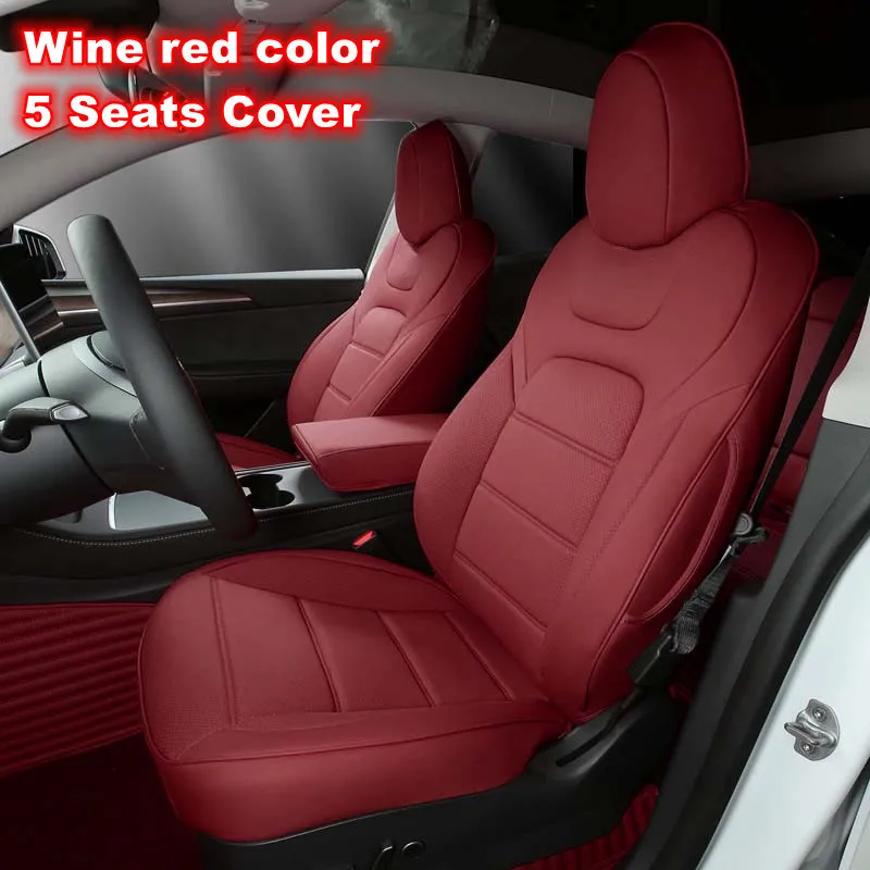 Autostoelhoezen voor Tesla Model 3 Y Nappa Leder Volledige Omhulling Stijl Fabrieksgroothandelsprijs Witte Kussen Interieur Accessoires