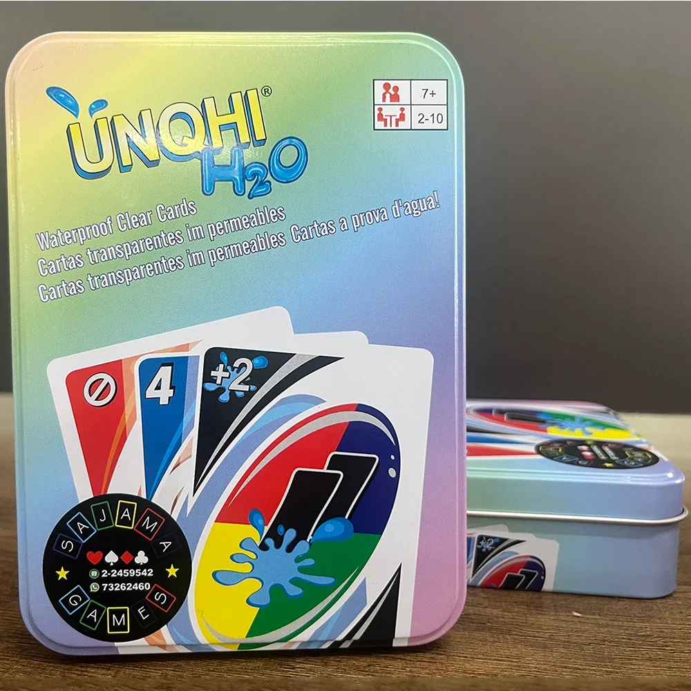 Board Games UNO H2O Card Game WaterProof Pressure Proof PVC Plastic Transparent Kids Toys Playing Cards Halloween Birthday Gifts