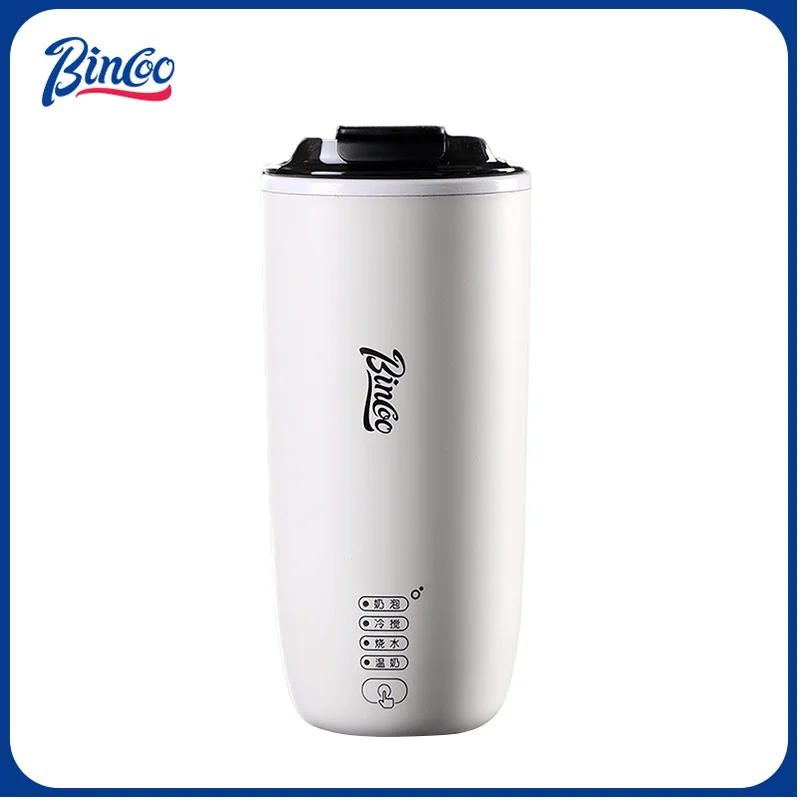 BINCOO 4-in-1 Electric Milk Frother Coffee Cup, 340ml Multifunction Hot/Cold Foam Maker, Hot Water Kettle & Milk Warmer