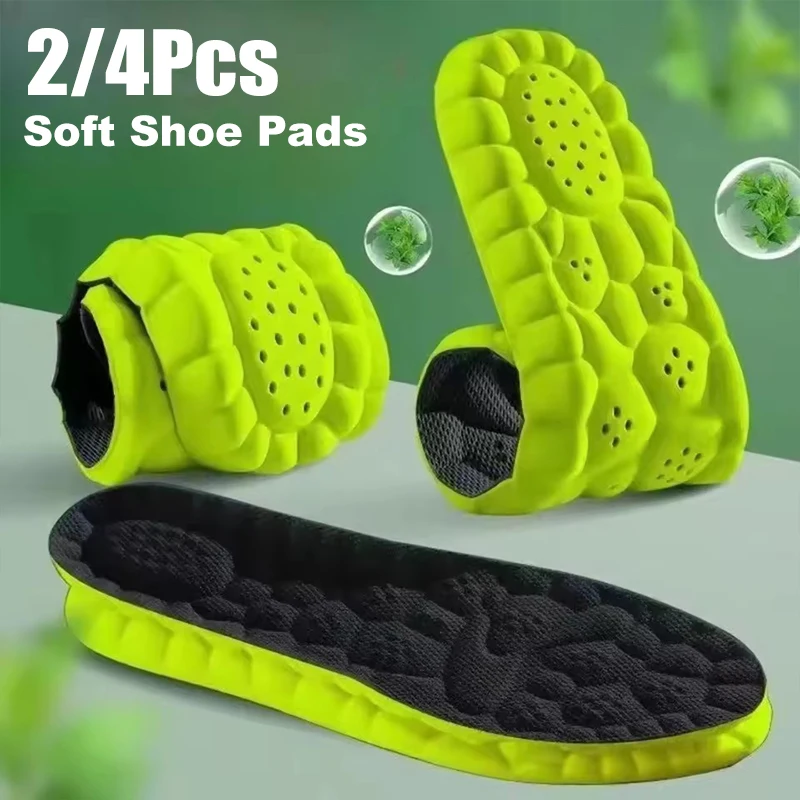 

1/2Pair 4D Sports Insoles Shoes PU Sole Soft Breathable Shock Absorption Cushion Heavy Support Pain Relief Run Orthopedic Insole