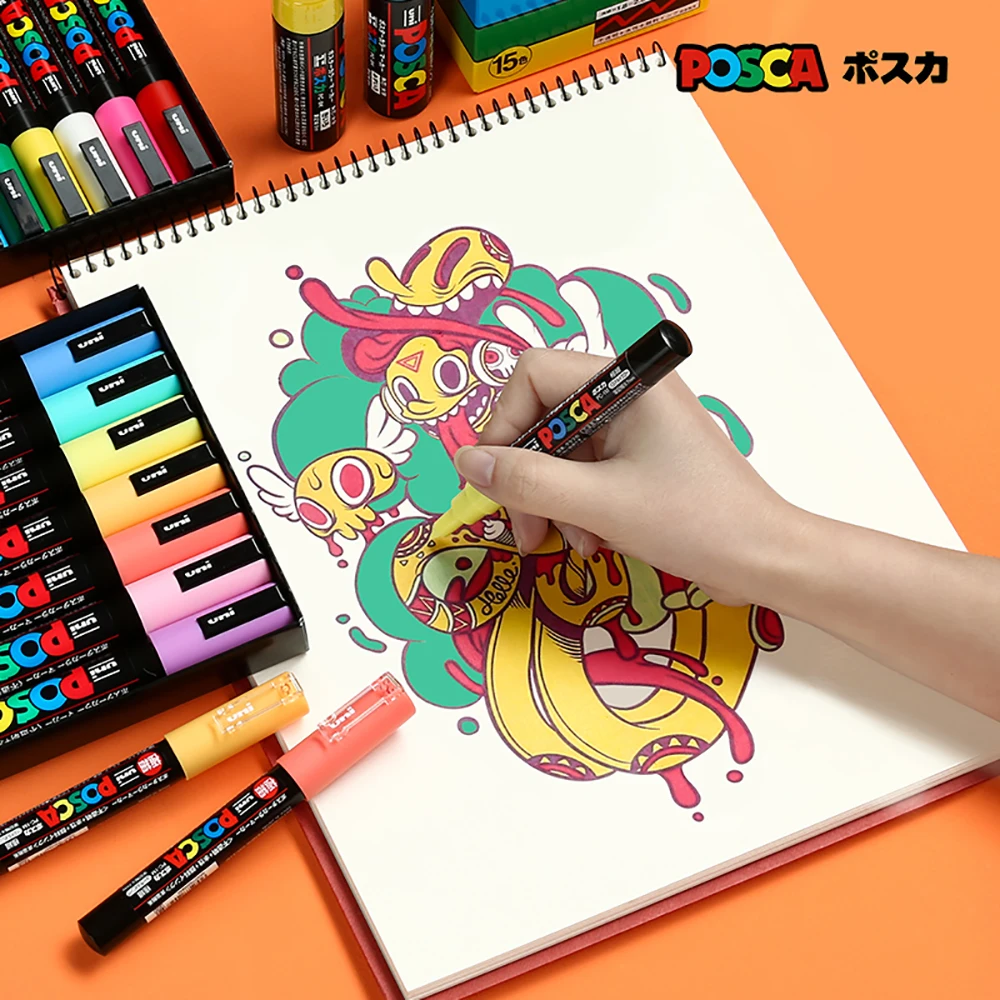 Uni POSCA Acrylic Marker 1PC 13 Bút Màu PC-1M 3M 5M Poster Vải Sơn Nghệ