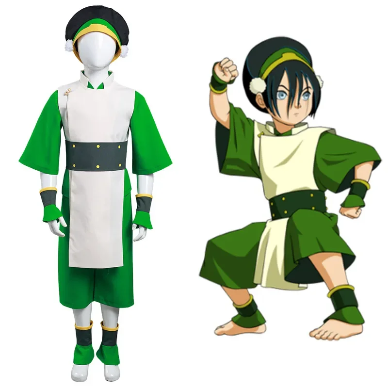 Avatar:The Last Airbender Toph bengfang Cosplay Costume Kids Children Vest Pants Outfits Halloween Carnival Suit