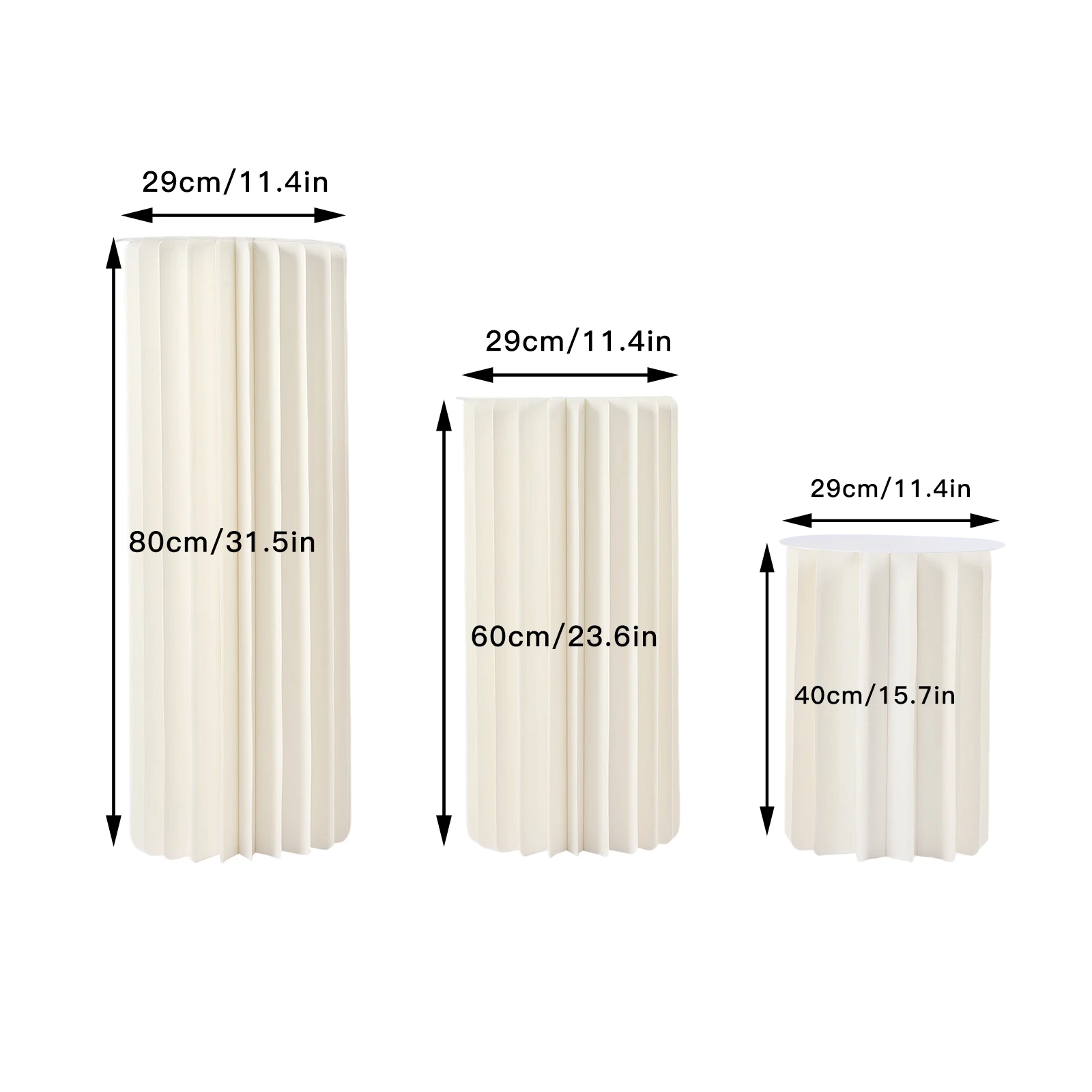 3 PCS Cardboard Cylinder Stands Foldable Paper Columns with 3 Acrylic Plates Reusable Cardboard Stands for Wedding Aisle Decors