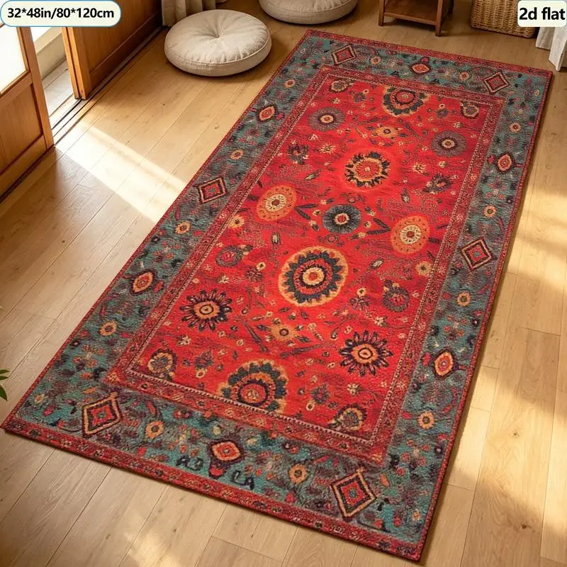 Luxury Golden Ornate Frame Carpet Flooring Noble Retro Square Area Rug Elegant Home Living Room Floor Decoration