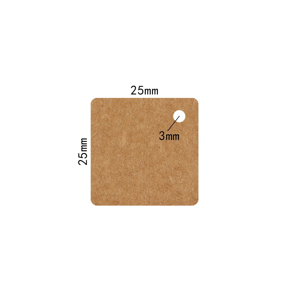 Etiquetas cuadradas de 2,5x2,5 cm para joyería, etiquetas de precio en blanco y negro, tarjetas de papel Kraft, collares y pendientes, accesorios