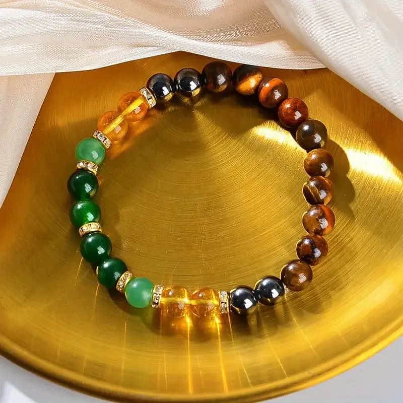 Chakra Balancing Bracelet - Tiger Eye, Green Aventurine & Citrine Healing Stones for Wealth & Positivity image 2
