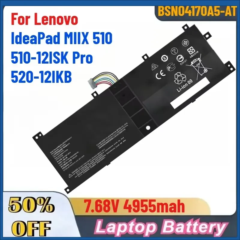 7.68V 4955mah BSNO4170A5-AT High-Quality Laptop Battery for Lenovo IdeaPad MIIX 510 510-12ISK Pro 520-12IKB Fast Shipping