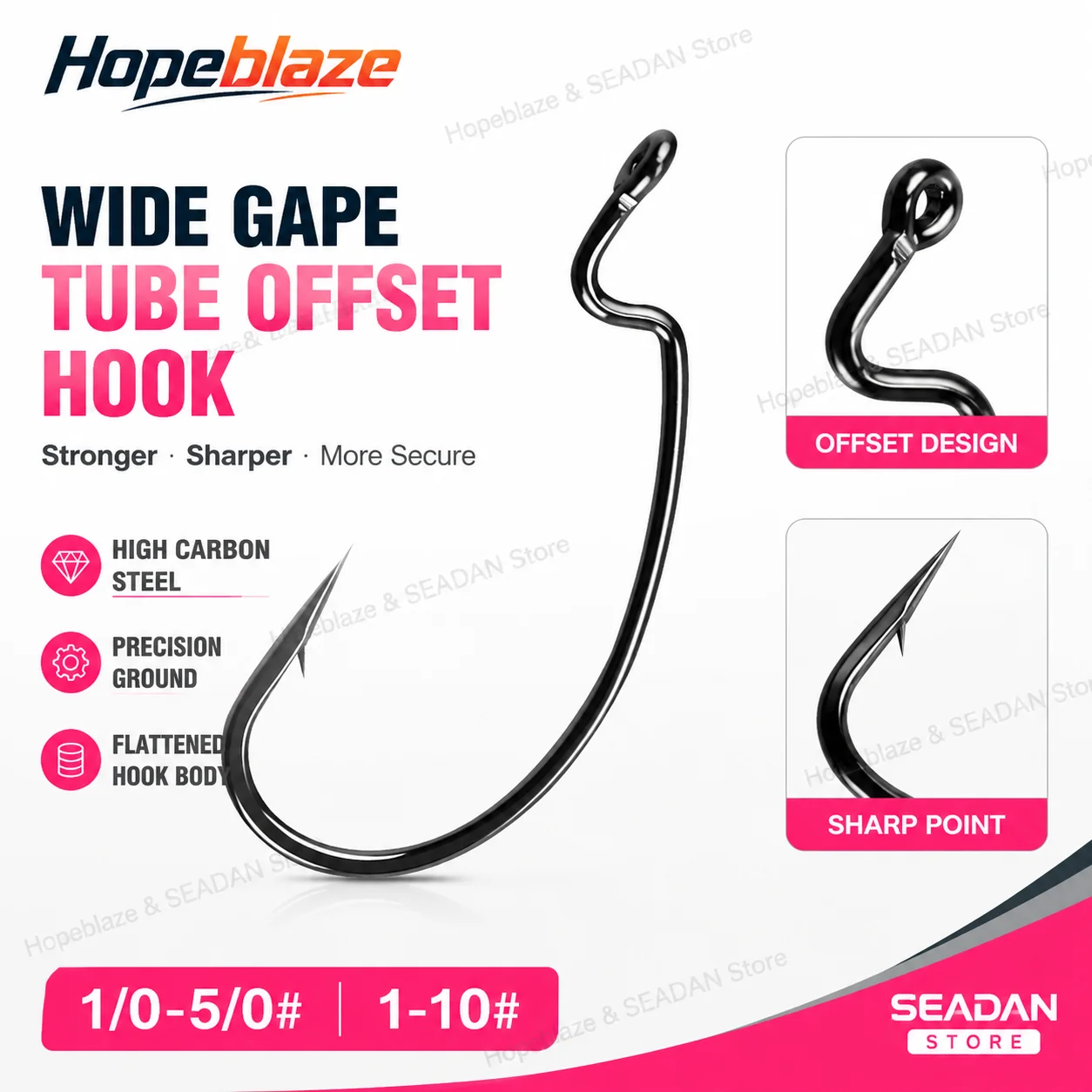 Fishing Hook Offset - Hopeblaze 10PCS Wide Gap Offset Tube
