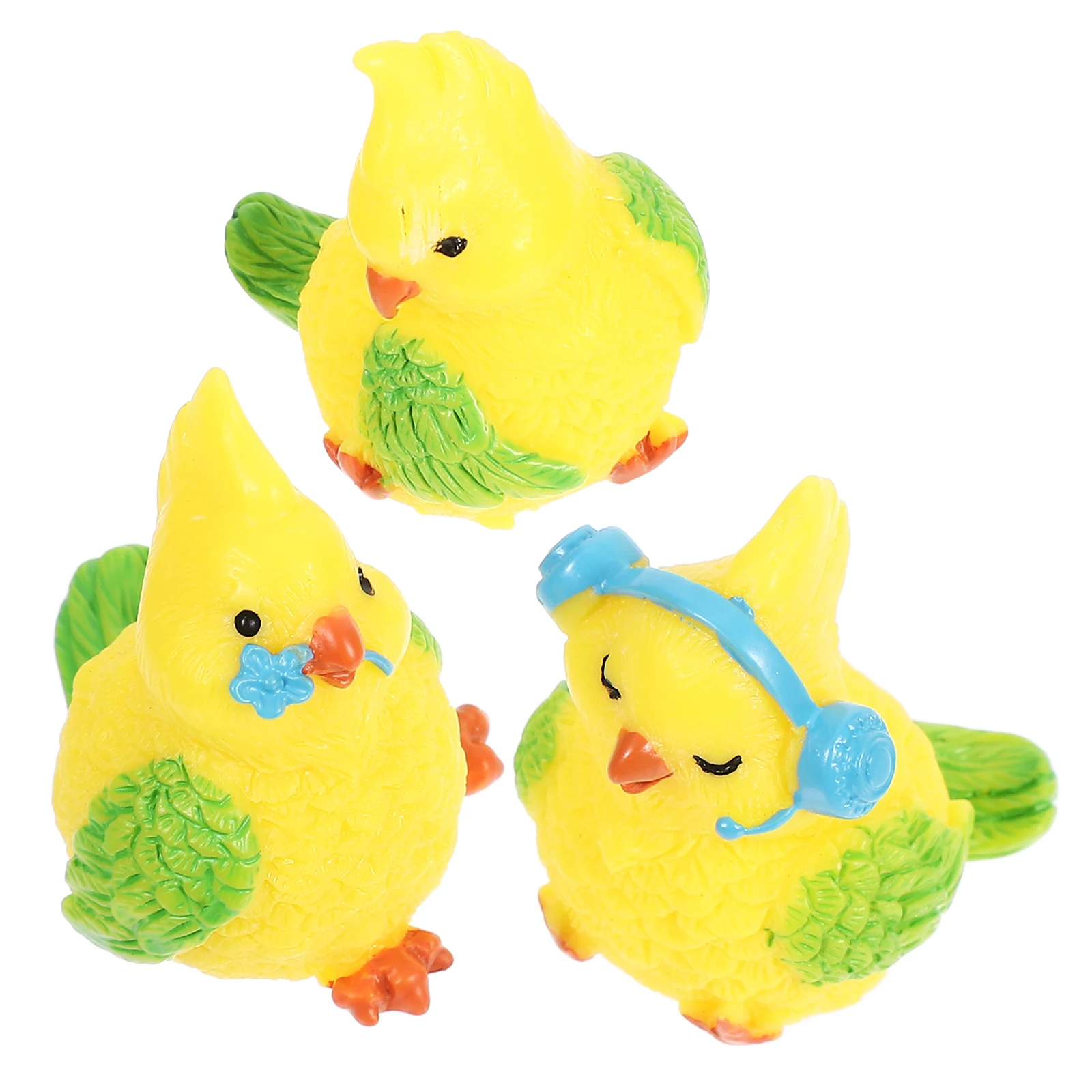 

3pcs Cute Parrot Micro Landscape Garden Ornament Resin Desktop Decor Statues for Home Office Kids Bird Figurines Lifelike Animal