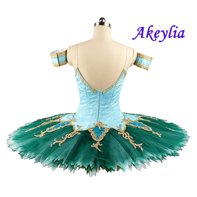 고품질 블루 그린 전문 발레 투투 솔로 댄스 소녀 팬케이크 투투 클래식 라 에스메랄다 콘서트 의상 JN0113
