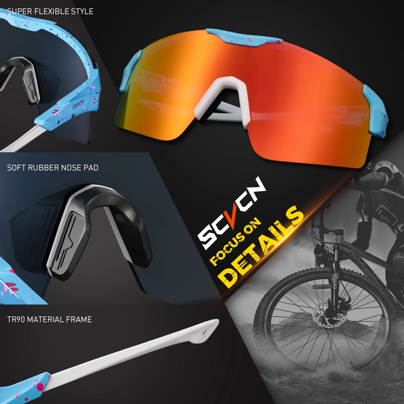 SCVCN بيع النظارات الشمسية المستقطبة UV400 حماية النظارات الرياضية المشي لمسافات طويلة القيادة نظارات الرجال النساء في الهواء الطلق الدراجة الجبلية ركوب الدراجات الزجاج