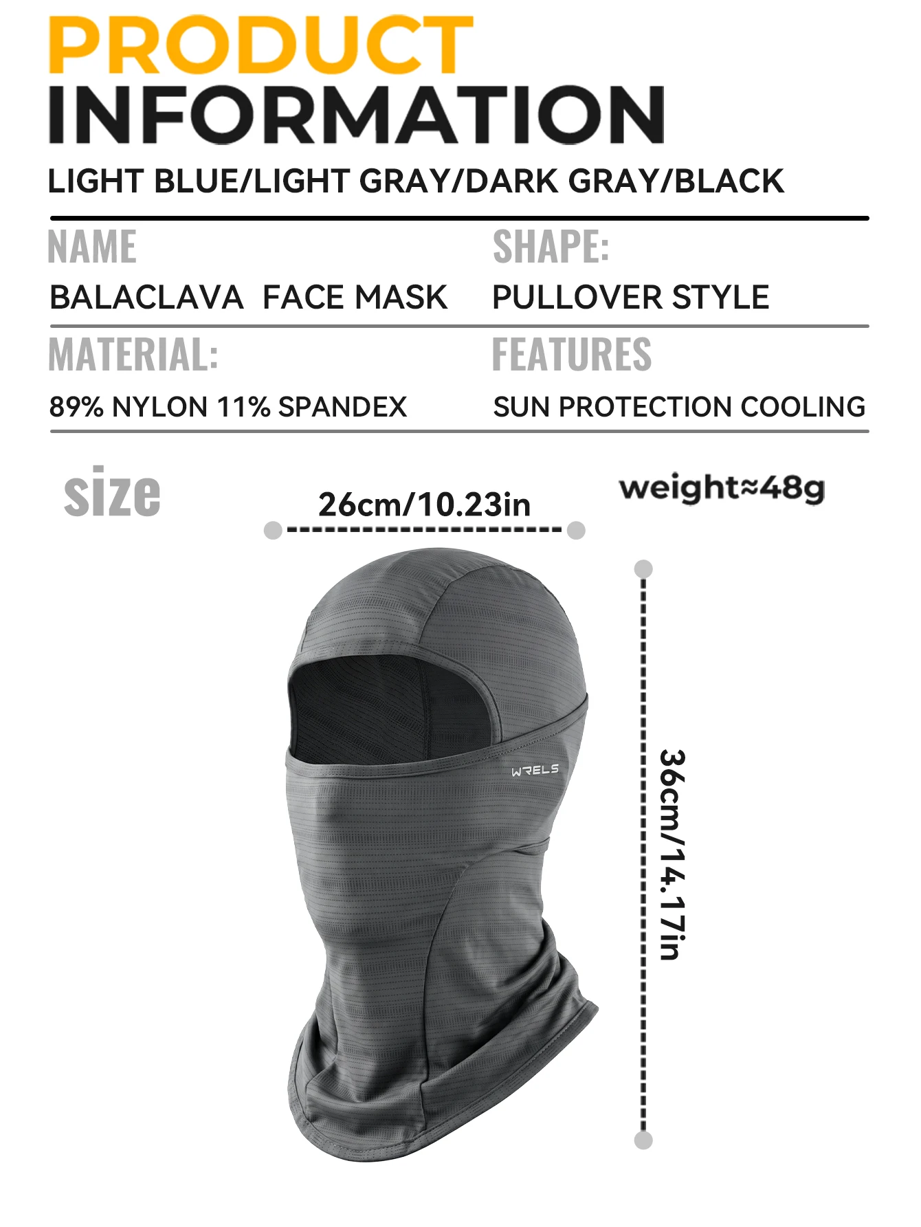 WRELS Balaclava-Maske für Skifahren, UV-Schutz, Eisseide, kühlende Gesichtsmaske, Shiesty Hood, atmungsaktiv, für Radfahren, Motorrad, taktisches Bandana – Detail 1