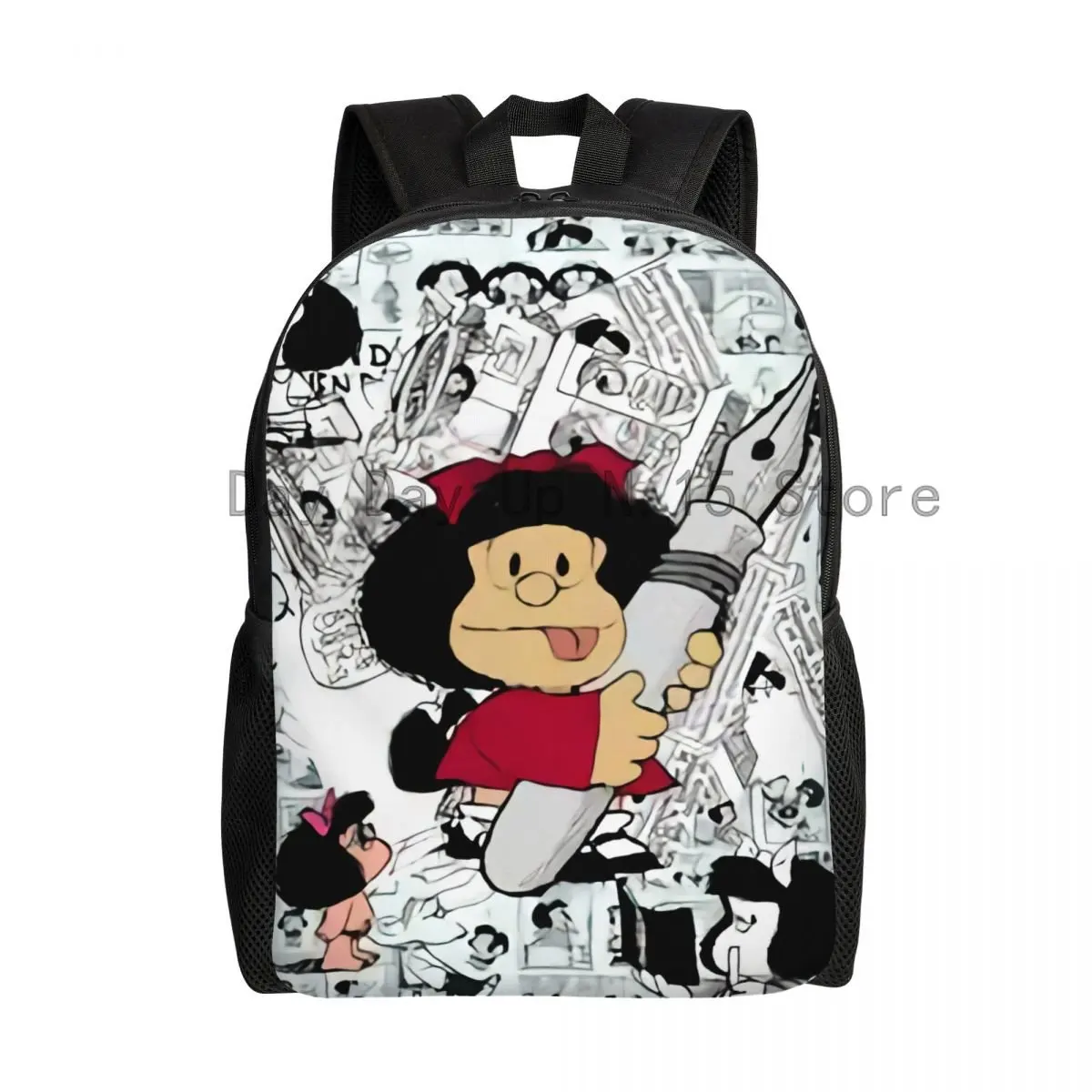 Mafalda Anime Laptop Backpack Men Women Fashion Bookbag for School College Student Cartoon Bag